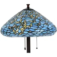 Casa Padrino Luxus Tiffany Stehleuchte Schmetterlinge Blau / Mehrfarbig Ø 50 x H. 160 cm - Handgefertigte Stehlampe