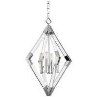 Casa Padrino Luxus Hängeleuchte Silber 43,8 x 43,8 x H. 61 cm - Pendelleuchte mit Acryl-Diamantrahmen und Metallakzenten