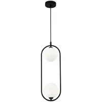 Casa Padrino Luxus Hängeleuchte Schwarz / Weiß 17 x 12 x H. 48 cm - Moderne Pendelleuchte