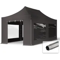 TOOLPORT 3x6m Stahl Faltpavillon, inkl. 4 Seitenteile, dunkelgrau