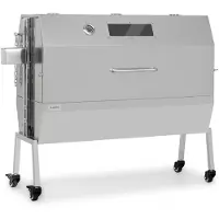 Klarstein 2-in-1 Rotisserie Grill mit Motor, Grill mit Drehspieß, Großer Spießgrill für Spanferkel, Grill mit Sichtfenster, Spieß Grill mit Edelstahl-Rost, Großer Holzkohlegrill mit Bodenrollen