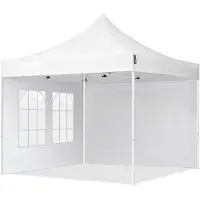 TOOLPORT 3x3m Stahl Faltpavillon, inkl. 2 Seitenteile, weiß