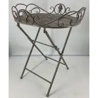Casa Padrino Jugendstil Gartentisch Antik Grau 62 x 49 x H. 70 cm - Nostalgischer Metall Tisch - Nostalgische Metall Garten & Terrassen Möbel