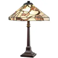 Casa Padrino Luxus Tiffany Tischleuchte Mehrfarbig 36 x 36 x H. 64 cm - Tiffany Schreibtischleuchte - Scheibtisch Deko Leuchte - Wohnzimmer Deko Leuchte - Luxus Tiffany Leuchten