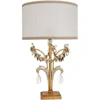 Casa Padrino Luxus Barock Kristall Tischleuchte Antik Gold / Antik Silber Ø 30 x H. 50 cm - Prunkvolle Barockstil Schreibtischleuchte mit böhmischen Kristallglas - Luxus Qualität - Italy