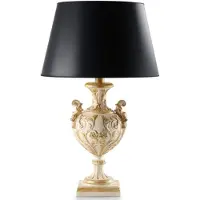 Casa Padrino Luxus Barock Tischleuchte Antik Cremeweiß / Antik Gold / Schwarz Ø 27 x H. 61,5 cm - Prunkvolle Barockstil Schreibtischleuchte mit Lampenschirm - Luxus Qualität - Italy