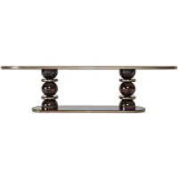 Casa Padrino Luxus Esstisch Dunkelbraun / Messing 240 x 110 x H. 76 cm - Ovaler Massivholz Esszimmertisch - Esszimmer Möbel - Luxus Möbel