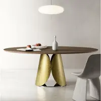 Casa Padrino Luxus Esstisch Braun / Gold / Silber 200 cm - Italy