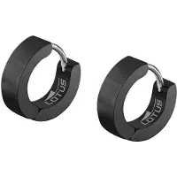 Lotus Paar Creolen "Men's Earrings", schwarz (schwarz, edelstahlfarben), Ohrringe, Damen, 12mm, Edelstahl, Paar Creolen