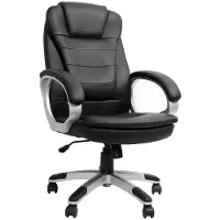 Feel2Home Bürostuhl Schreibtischstuhl mit Armlehnen, höhenverstellbar, rollbar, gepolstert, Kunstleder, bis 120 kg, Schwarz