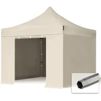 TOOLPORT 3x3m Stahl Faltpavillon, inkl. 4 Seitenteile, weiß