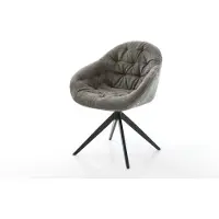 DELIFE Drehstuhl Gaio-Flex Bouclé Soft Schlamm Kreuzgestell breit Schwarz 360° drehbar Wippfunktion