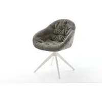 DELIFE Drehstuhl Gaio-Flex Bouclé Soft Schlamm Kreuzgestell breit Weiß 360° drehbar Wippfunktion