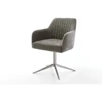 DELIFE Drehstuhl Greg-Flex Bouclé Soft Schlamm Fußkreuz Edelstahl 360° drehbar Wippfunktion Taschenfederkern