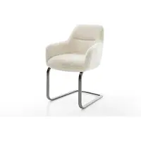 DELIFE Freischwinger Pejo-Flex Plüsch Creme-Weiß Freischwinger flach Graphit Taschenfederkern