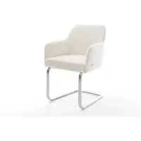 DELIFE Freischwinger Greg-Flex Bouclé Soft Beige Freischwinger flach Edelstahl Taschenfederkern