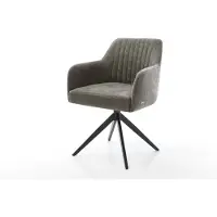 DELIFE Drehstuhl Greg-Flex Bouclé Soft Schlamm Kreuzgestell breit Schwarz 360° drehbar Wippfunktion Taschenfederkern