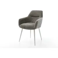 DELIFE Esszimmerstuhl Pejo-Flex Bouclé Soft Schlamm 4-Fuß konisch Edelstahl Taschenfederkern