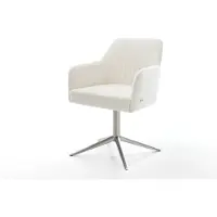 DELIFE Drehstuhl Greg-Flex Bouclé Soft Beige Fußkreuz Edelstahl 360° drehbar Wippfunktion Taschenfederkern