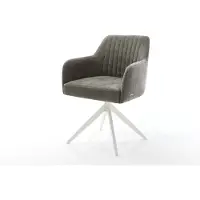 DELIFE Drehstuhl Greg-Flex Bouclé Soft Schlamm Kreuzgestell breit Weiß 360° drehbar Wippfunktion Taschenfederkern