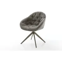 DELIFE Drehstuhl Gaio-Flex Bouclé Soft Schlamm Kreuzgestell breit Effektfinish Titan 360° drehbar Wippfunktion