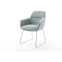 DELIFE Esszimmerstuhl Pejo-Flex Chenille Pastellblau Kufengestell Edelstahl Taschenfederkern