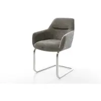 DELIFE Freischwinger Pejo-Flex Bouclé Soft Schlamm Freischwinger flach Edelstahl Taschenfederkern