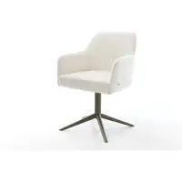 DELIFE Drehstuhl Greg-Flex Bouclé Soft Beige Fußkreuz Effektfinish Titan 360° drehbar Wippfunktion Taschenfederkern
