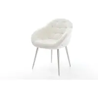 DELIFE Esszimmerstuhl Gaio-Flex Bouclé Soft Beige 4-Fuß konisch Edelstahl