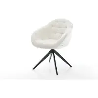 DELIFE Drehstuhl Gaio-Flex Bouclé Soft Beige Kreuzgestell breit Schwarz 360° drehbar Wippfunktion