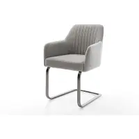 DELIFE Freischwinger Greg-Flex Strukturstoff Soft Grau Freischwinger flach Graphit Taschenfederkern