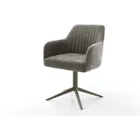 DELIFE Drehstuhl Greg-Flex Bouclé Soft Schlamm Fußkreuz Effektfinish Titan 360° drehbar Wippfunktion Taschenfederkern