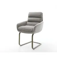 DELIFE Freischwinger Abelia-Flex mit Armlehnen Strukturstoff Soft Grau Freischwinger flach Effektfinish Titan