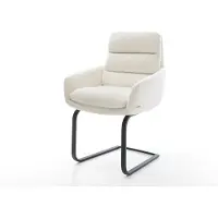 DELIFE Freischwinger Abelia-Flex mit Armlehnen Bouclé Soft Beige Freischwinger flach Schwarz