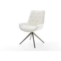 DELIFE Drehstuhl Taimi-Flex Bouclé Soft Beige Kreuzgestell breit Graphit 360° drehbar Wippfunktion