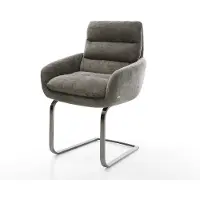 DELIFE Freischwinger Abelia-Flex mit Armlehnen Bouclé Soft Schlamm Freischwinger flach Graphit