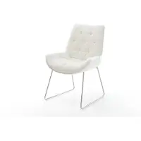 DELIFE Esszimmerstuhl Taimi-Flex Bouclé Soft Beige Kufengestell Edelstahl