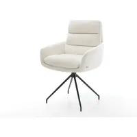 DELIFE Esszimmerstuhl Abelia-Flex mit Armlehnen Bouclé Soft Beige Kreuzgestell konisch Schwarz