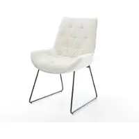 DELIFE Esszimmerstuhl Taimi-Flex Bouclé Soft Beige Kufengestell Schwarz
