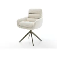 DELIFE Drehstuhl Abelia-Flex mit Armlehnen Teddystoff Beige Kreuzgestell breit Effektfinish Titan 360° drehbar Wippfunktion