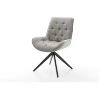 DELIFE Drehstuhl Taimi-Flex Strukturstoff Soft Grau Kreuzgestell breit Schwarz 360° drehbar Wippfunktion