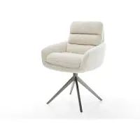 DELIFE Drehstuhl Abelia-Flex mit Armlehnen Teddystoff Beige Kreuzgestell breit Graphit 360° drehbar Wippfunktion