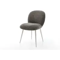 DELIFE Esszimmerstuhl Nube-Flex Bouclé Soft Schlamm 4-Fuß konisch Edelstahl Taschenfederkern
