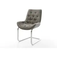 DELIFE Freischwinger Taimi-Flex Bouclé Soft Schlamm Freischwinger flach Edelstahl