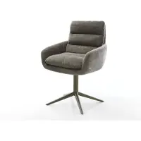 DELIFE Drehstuhl Abelia-Flex mit Armlehnen Bouclé Soft Schlamm Fußkreuz Effektfinish Titan 360° drehbar Wippfunktion