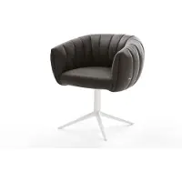 DELIFE Drehstuhl Jada-Flex Mikrofaser Anthrazit Vintage Fußkreuz Weiß 360° drehbar Wippfunktion Taschenfederkern