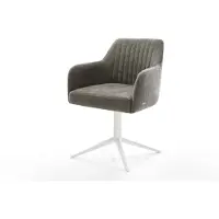DELIFE Drehstuhl Greg-Flex Bouclé Soft Schlamm Fußkreuz Weiß 360° drehbar Wippfunktion Taschenfederkern