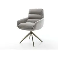 DELIFE Drehstuhl Abelia-Flex mit Armlehnen Strukturstoff Soft Grau Kreuzgestell breit Effektfinish Titan 360° drehbar Wippfunktion