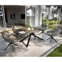 DELIFE Outdoortisch Edge 200x100 cm Keramik Laminam Noir Desir Braun Kreuzgestell Rechteck Schwarz