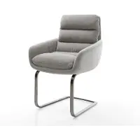 DELIFE Freischwinger Abelia-Flex mit Armlehnen Strukturstoff Soft Grau Freischwinger flach Graphit